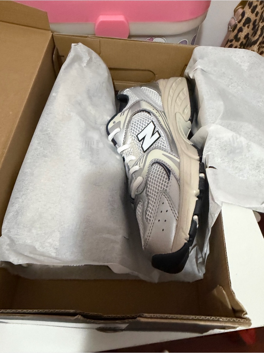 New Balance Silver and Tan 530 sneakers